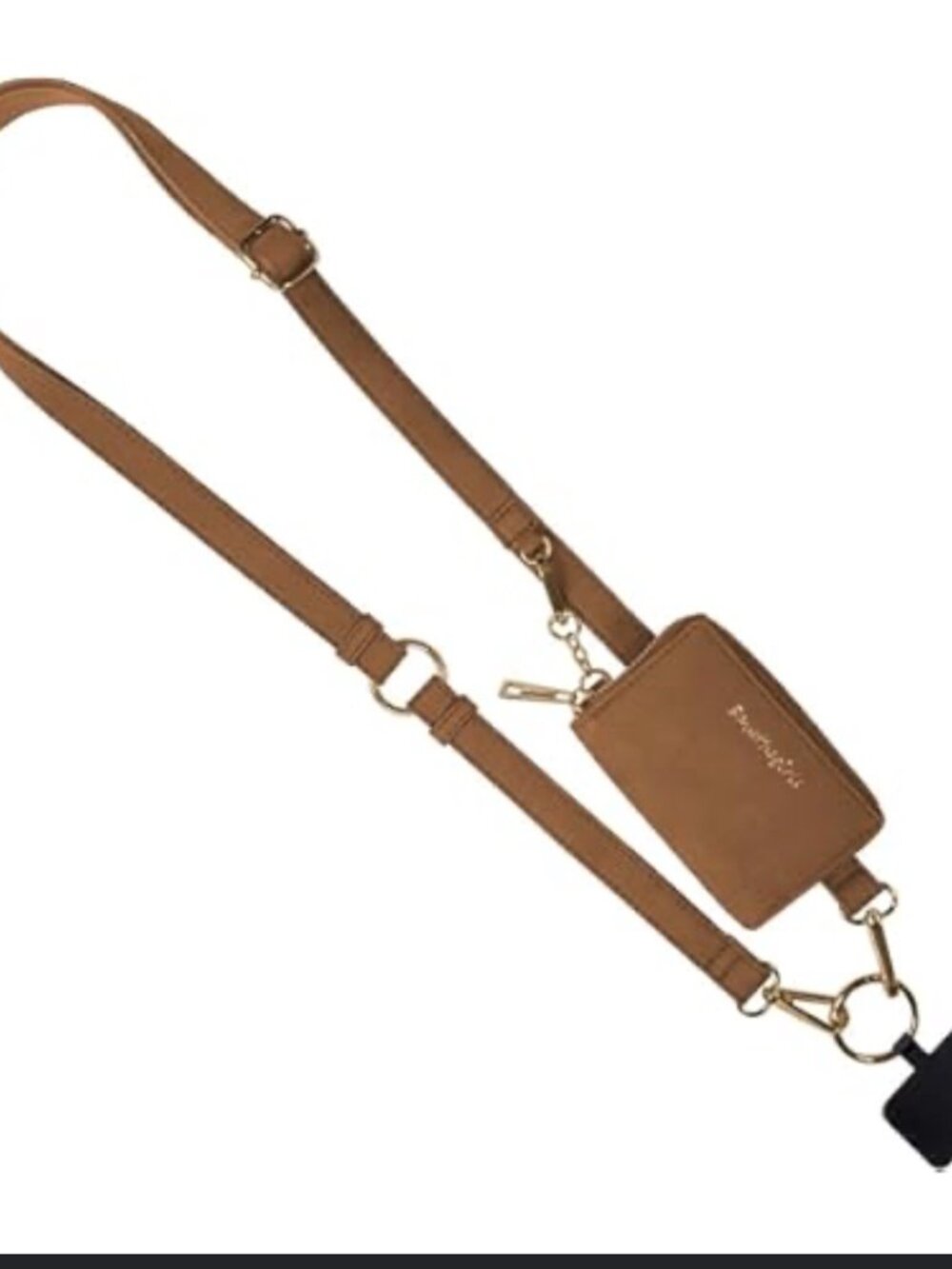 NWT Save the Girls Clip & Go! Brown Vegan Leather Strap & RFID Protected Pouch